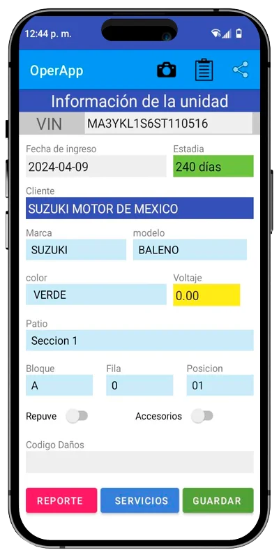 OperApp detalle de unidad